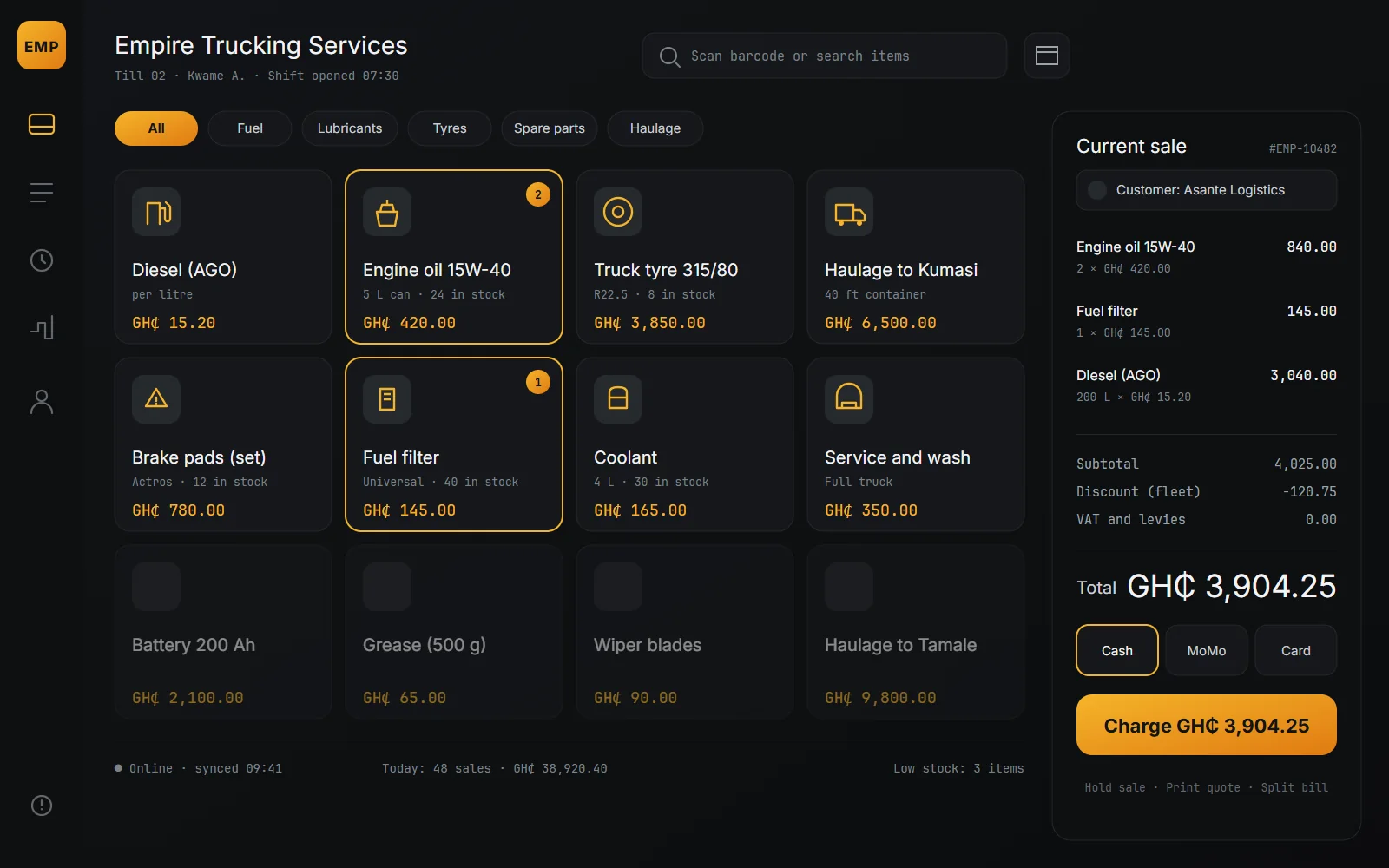 Empire Trucking Services: Point of sale software, desktop